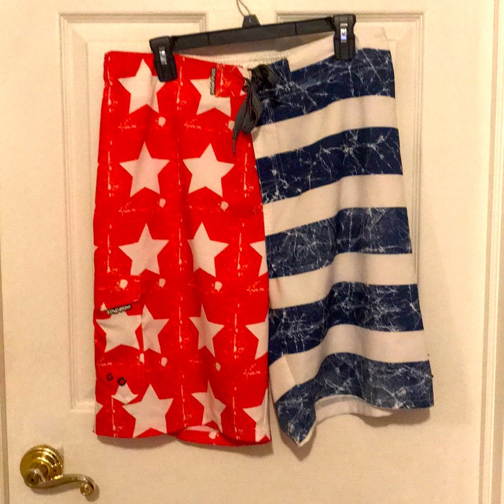 Red - white - blue Board shorts by Ocean Current